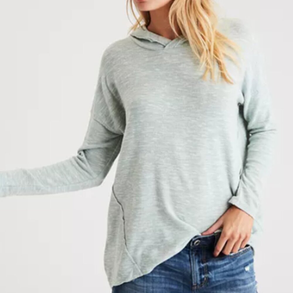 AMERICAN EAGLE Womens Light Blue Soft & Sexy Plush Slouchy Oversized Hoodie Sz S - Picture 2 of 9